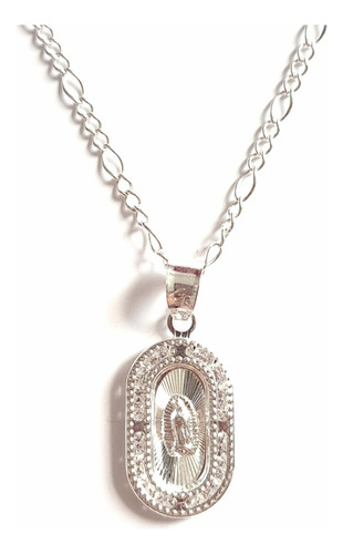 Medalla Virgen De Guadalupe Con Cadena De Plata Ley 925 Oval