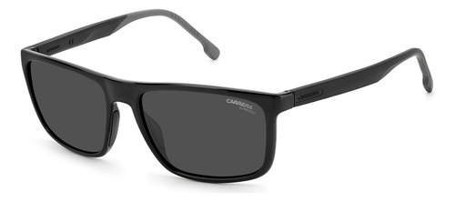 Gafas de sol solares Carrera 8047/S, negro liso, negro, lente única, color gris, diseño cuadrado