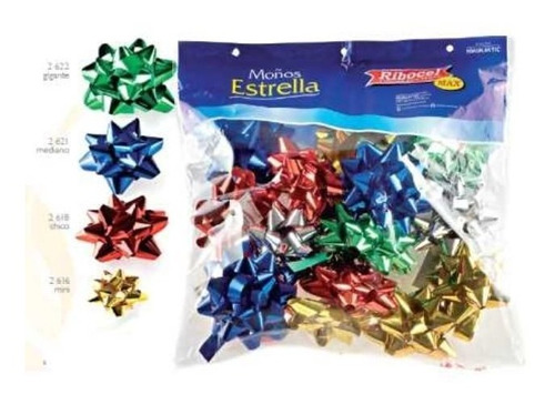 Moño Estrella Para Regalo Diametro 3.5 Cm X 100 Und