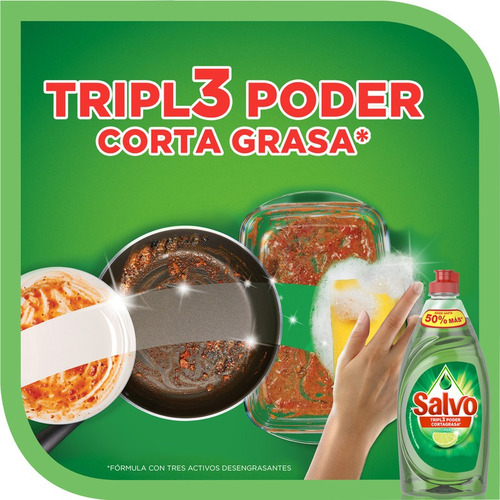 Lavatrastes Líquido Salvo Tripl3 Poder Cortagrasa 750 Ml