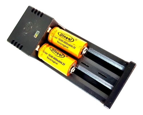 Carregador Duplo + Bateria 16430 4.2v 4800mah Recarregável  