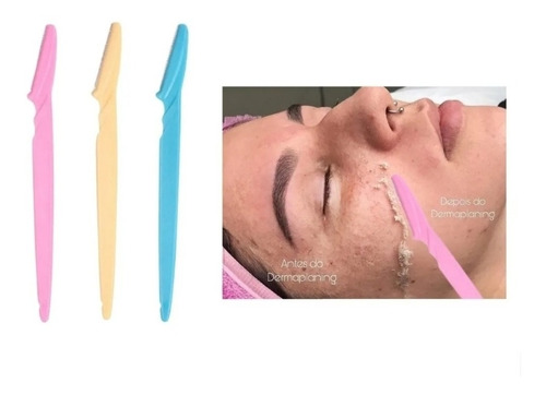 Imagem 1 de 7 de Lâmina De Sobrancelha Feminina Dermaplaning Kit C/3 Navete
