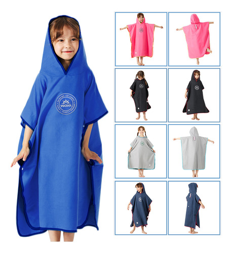 Toalla De Baño Para Niños Con Capucha, Poncho De Secado Rápi