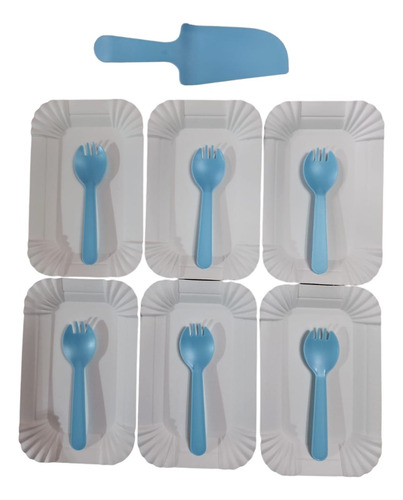 Bandeja, Tenedor Y Cuchillo De Torta Plastico X 39 Pcs