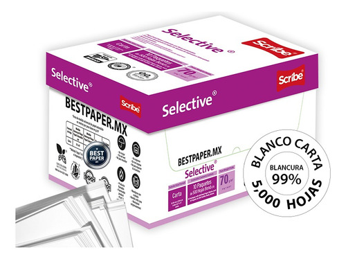 Caja Papel Bond 5000 Hojas Carta Blanco Selectiv Sin Factura Blanco