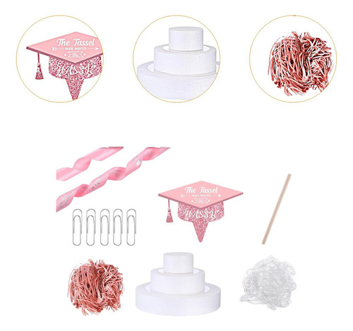 Soporte Para Pastel De Graduación 2025, Decoración Rosa