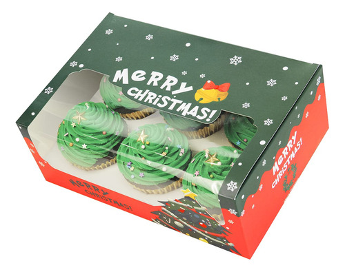 Caja Navidad Para Cupcake In Seis Soporte Magdalena