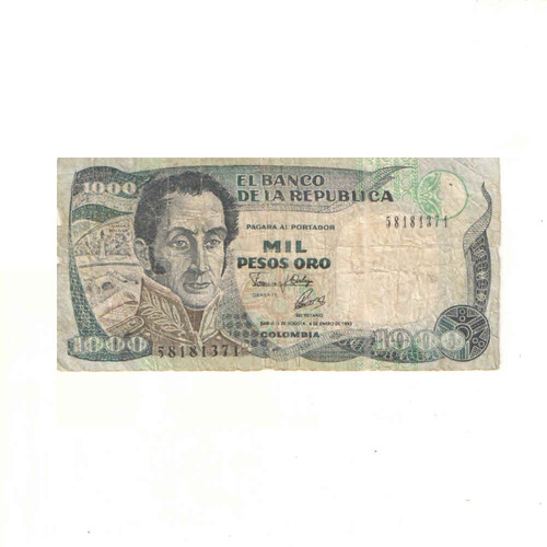 Billete De 1000 Pesos Oro De Colombia