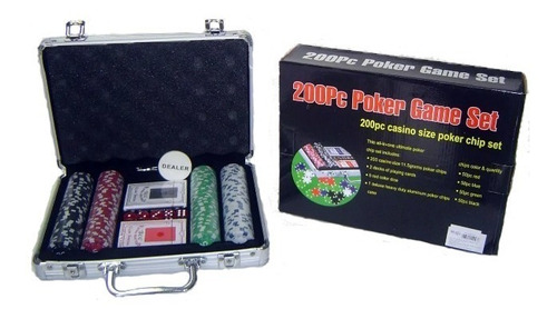 Maleta Kit Jogo Poker 200 Fichas Baralho Dados E Dealer