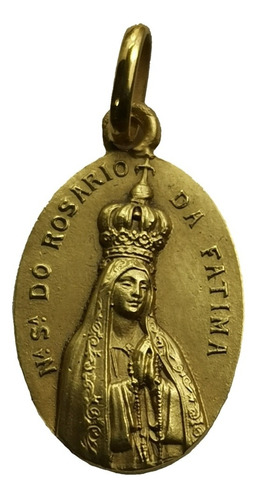 Medalla Oro 14k Virgen De Fátima #1130 Bautizo Comunión 