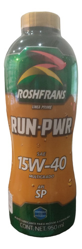 Aceite Mineral 15w40 Roshfrans Run - Pwr Fórmula Con Titanio