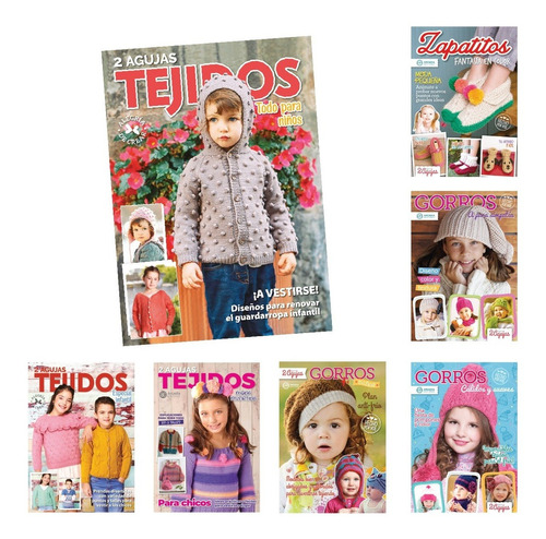 7 Revistas Tejido Ropa Abrigo Para Niños Con 2 Agujas 