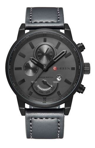 Relógio Masculino Curren Pulseira Em Couro Função Data Luxo