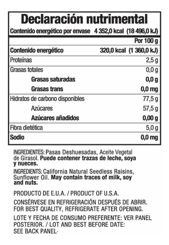 Uva Pasa Members Mark Pasas 1.36kg Envío Gratis