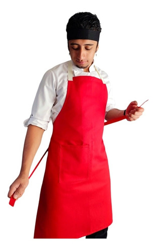 Delantal Rojo Para Restaurantes Cocina O Meseros, Unisex 