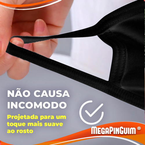 Imagem 2 de 7 de Máscara Reutilizável Tecido Lavável Dupla Camada Preta
