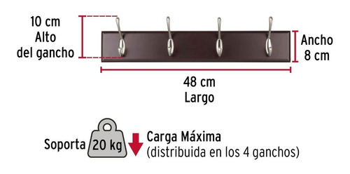 Perchero De Pared Con 4 Ganchos Para Sombreros Y Abrigos