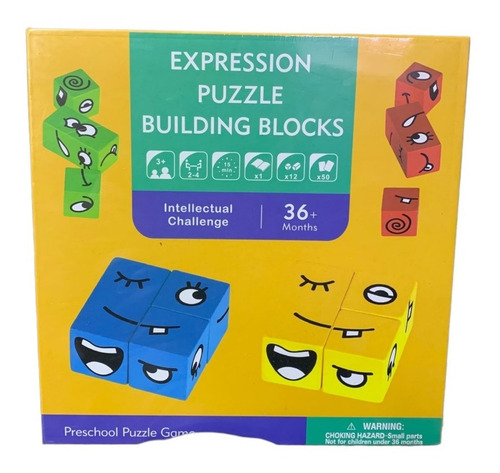 Imagen 2 de 3 de Juego Didactico Puzzle Bloques De Madera Expresiones