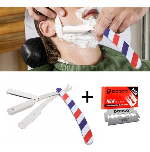 Navajas Barbero Peluquero Acero Inoxidable + Hojilla Kit Set