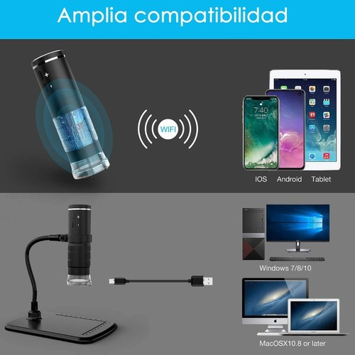 Imagen 8 de 10 de Microscopio Electronico Digital 50-1000x Usb Wifi 1080p 8led
