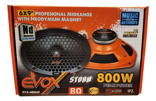 Bocina Medio Rango Evox Evx-neo69 6x9 Para Carro/camioneta Color Negro