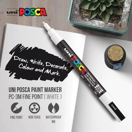Marcador Gráfico De Vinilo Posca Pc-3m X6 Unds Blanco POSCA
