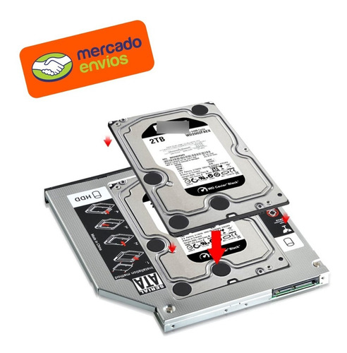Imagen 6 de 9 de Caddy 2nd Disco Duro Hdd Ssd Sata Cd Dvd-rom Laptop 12.7mm