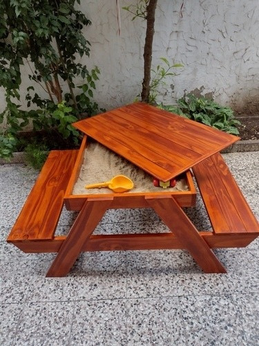 Imagen 2 de 10 de Mesa Arenera, Arenero Infantil Sin Pintar, Arenero De Madera