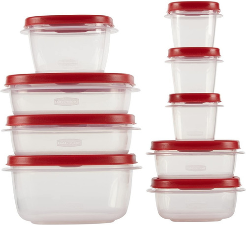 Set De Recipientes 18pzas C/ Tapas Porta Comida Rubbermaid