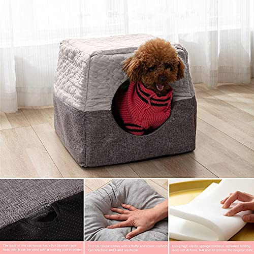 Dreamsoule Cat Cozy Cube Lgloo Cama, 3 En 1 Plegable Gato Pe