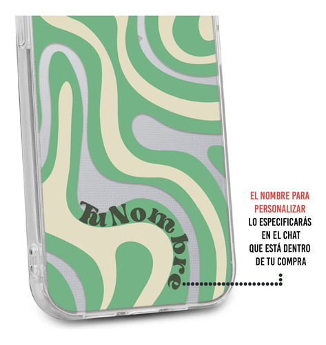 Funda Para iPhone Para Mujer Curvas Verde Con Tu Nombre
