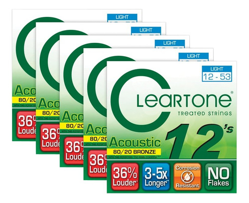 Cleartone 80 20 bronce Guitarra Acustica Cuerdas  luz