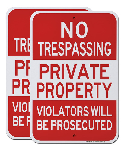 (2 Pack) Private Property Sign,  Large No Trespassing S...