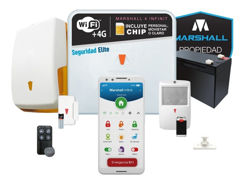 Kit Alarma Marshall 4 4g Wifi Infinit Inalambrica Gprs Chip