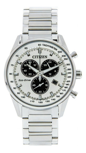 Reloj Citizen Sport Eco Drive Chrono Czat239082a Color De La Correa Plateado Color Del Bisel Plateado