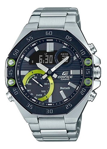 Reloj Casio Edifice Ecb-10db-1adf Hombre Bluetooth Color de la correa Plateado Color del bisel Negro Color del fondo Negro