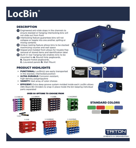Locbin 028-r Pegboard Binkit, Rojo