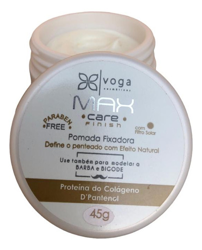 Voga Max Care pomada fixadora define penteado efeito natural 40g