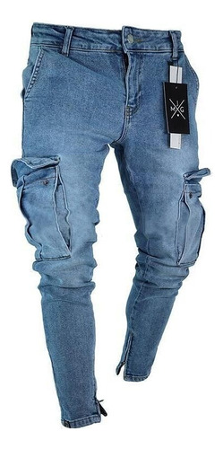 Hombre Jeans Bolsillo Slim Jeans Moda Top Pantalones