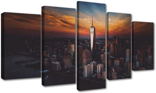 5 Cuadros Canvas Dubai Ciudad Atardecer Artistico Diseño