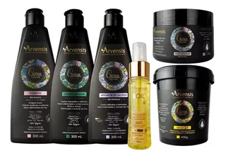 Kit Arvensis Cachos Ondulados 5 Itens + Finalizador Tec Oil