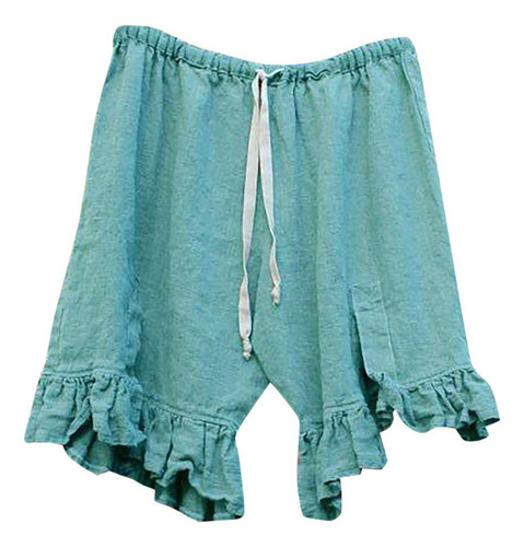 Pantalon Corto Para Mujer Libermall Cordon Cintura Alta Lino