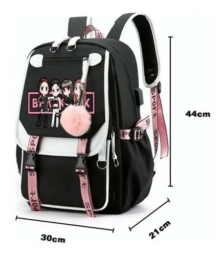 Imagen 2 de 8 de 9 Piezas Para Kpop Blackpink Mochila Juvenil Coreana Para Ni