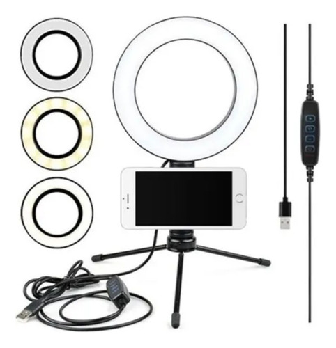 Ring Light Iluminador Luz Led Selfie Tripé Mesa 