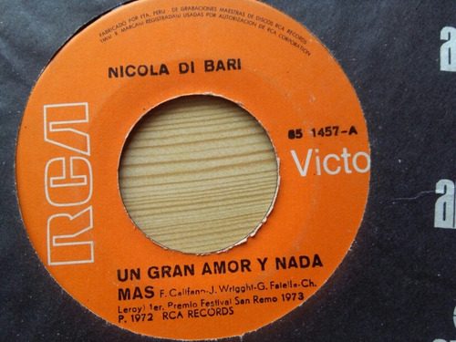 Mundo 45 Vinilo Nicola Di Bari Un Gran Amor Y Nada Mas