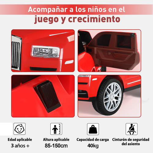 HONEY WHALE Carro Electrico P/ Niños Montable Con Control Remoto Hw 8110 Autonomía de 70 Minutos Velocidad Máxima 5 KM/H Color Rojo Honeywhale
