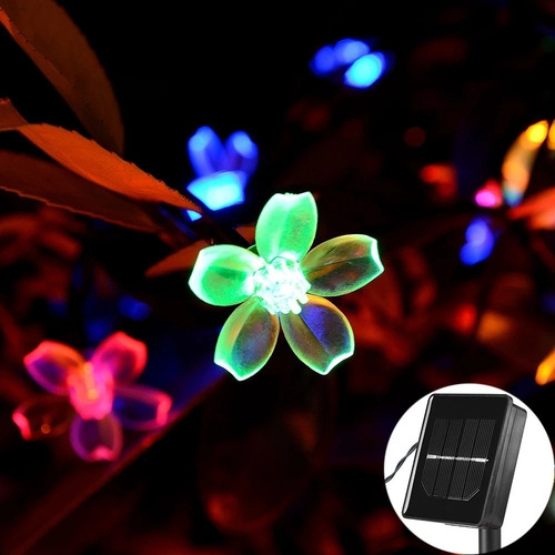 Imagen 2 de 5 de Guirnalda Solar Hada Flor Led Boda 12 Mtrs Color/d31