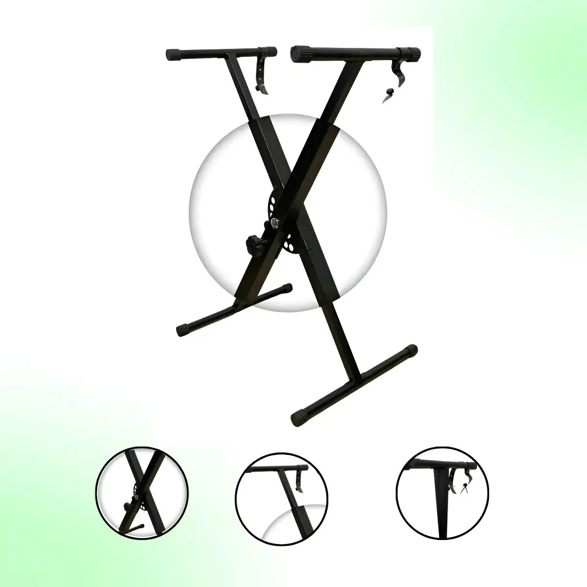 Suporte 1 X Para Teclado Musical Estante Pedestal 7 Níveis Preto