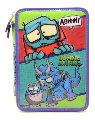 Imagen 2 de 8 de Cartuchera 2 Pisos Ultra Zombies Pvc Con Utiles Lic Original