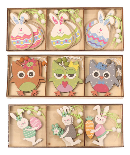 Colgantes De Madera Con Diseño De Conejo De Pascua, Pintura